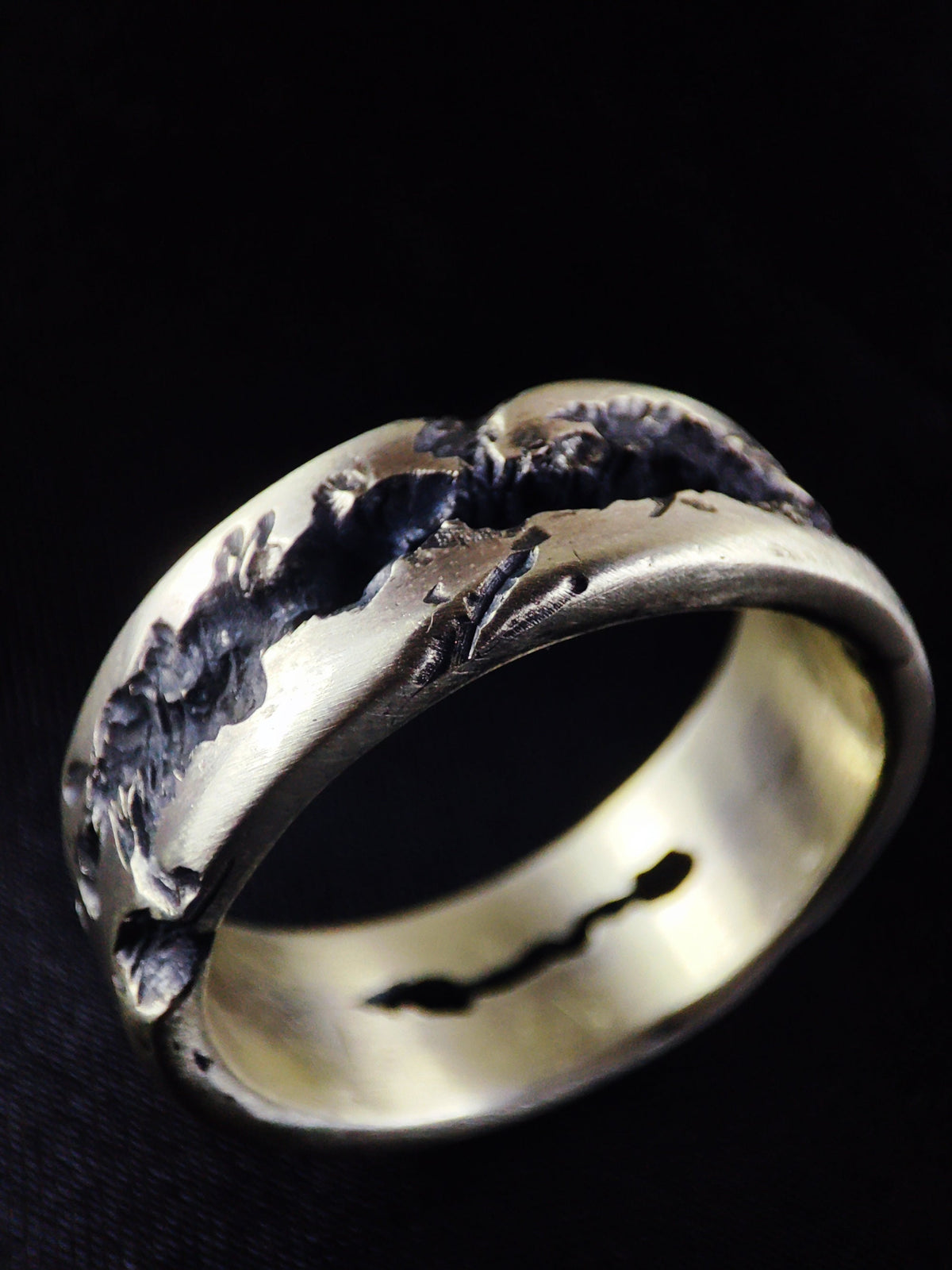 Men's Unique Ring, Molten Sterling Silver Band, Rustic Handmade Brutalist Jewelry