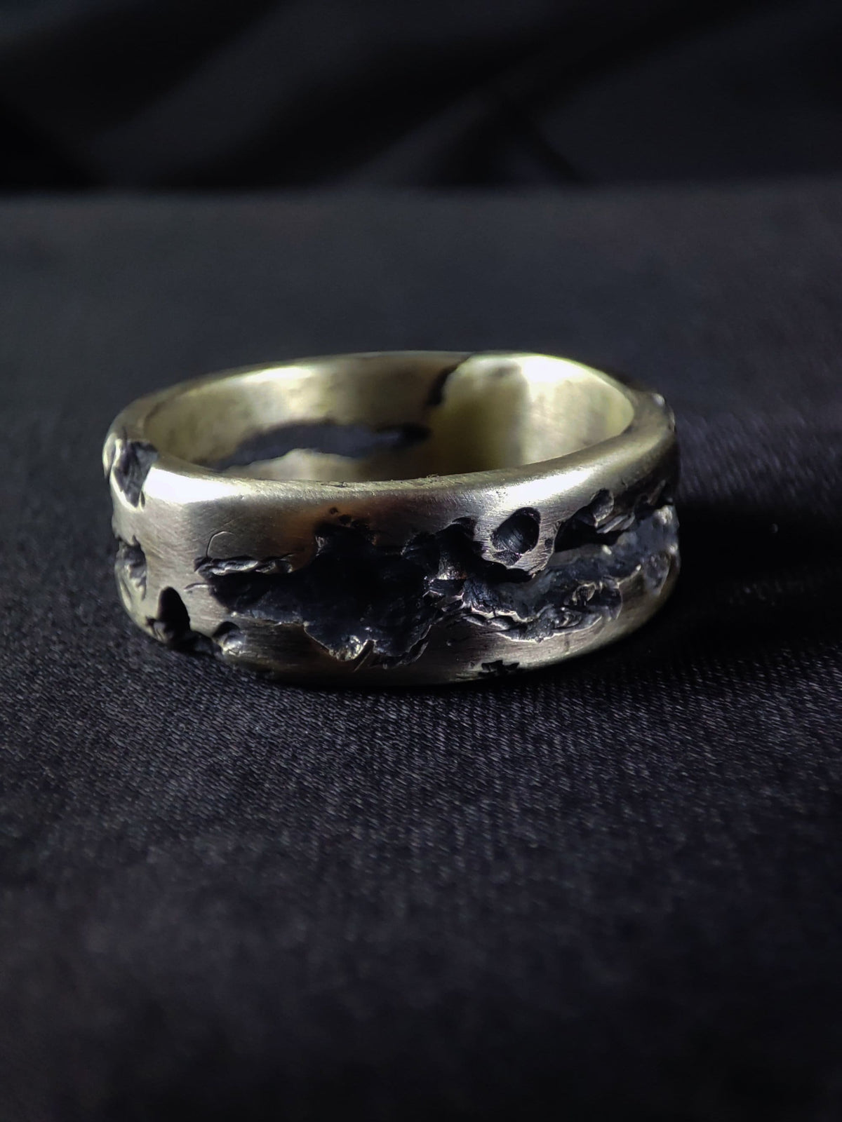 Men's Unique Ring, Molten Sterling Silver Band, Rustic Handmade Brutalist Jewelry