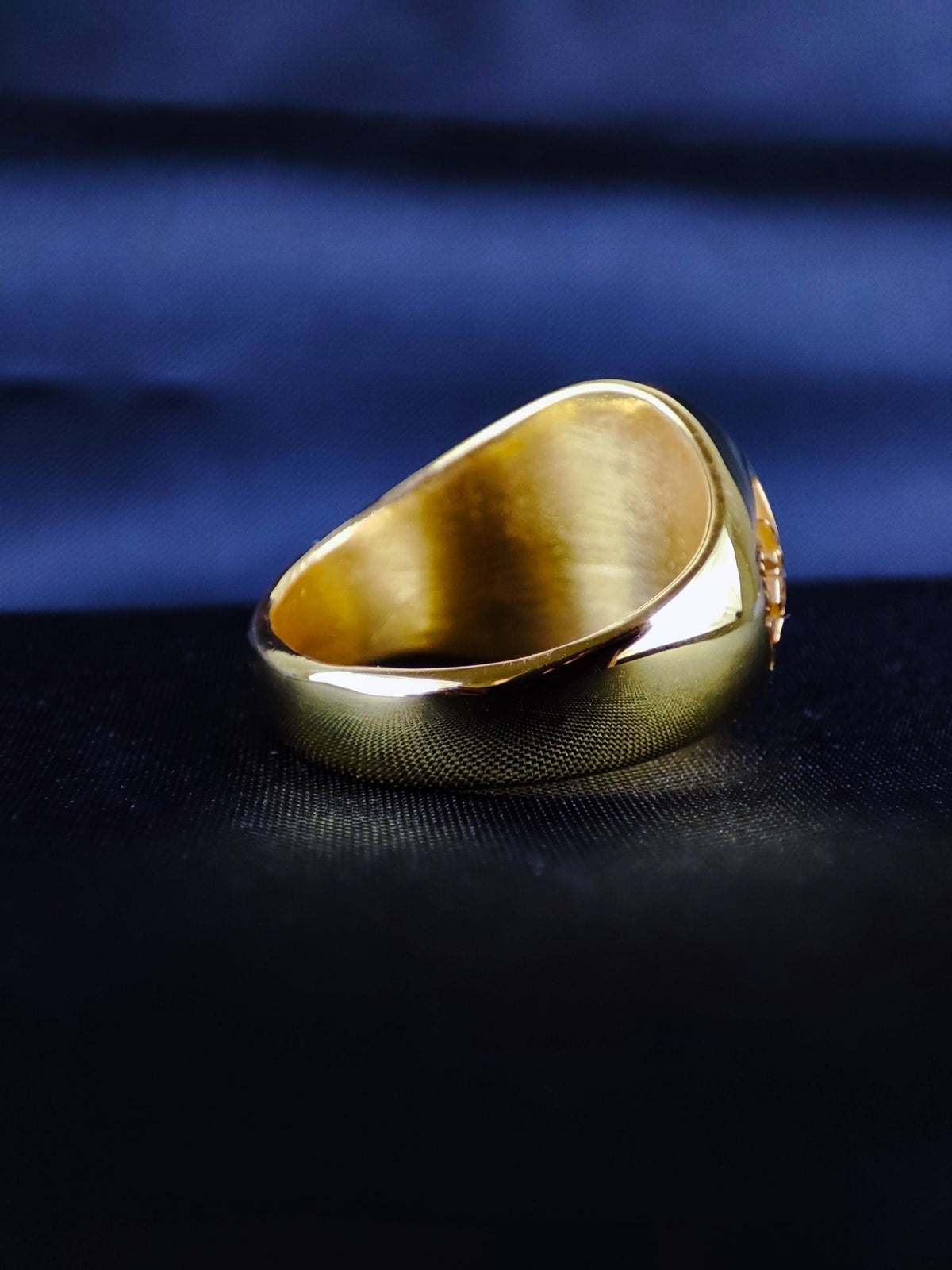 Gold Plated Masonic Signet Ring, Freemason Square and Compass Ring for Men