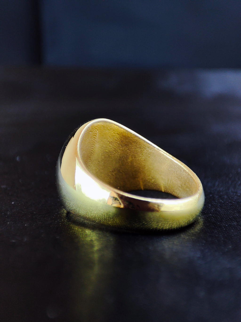 Gold Filled Lotus Flower Signet Ring For Her - Yoga Crescent Moon Jewelry