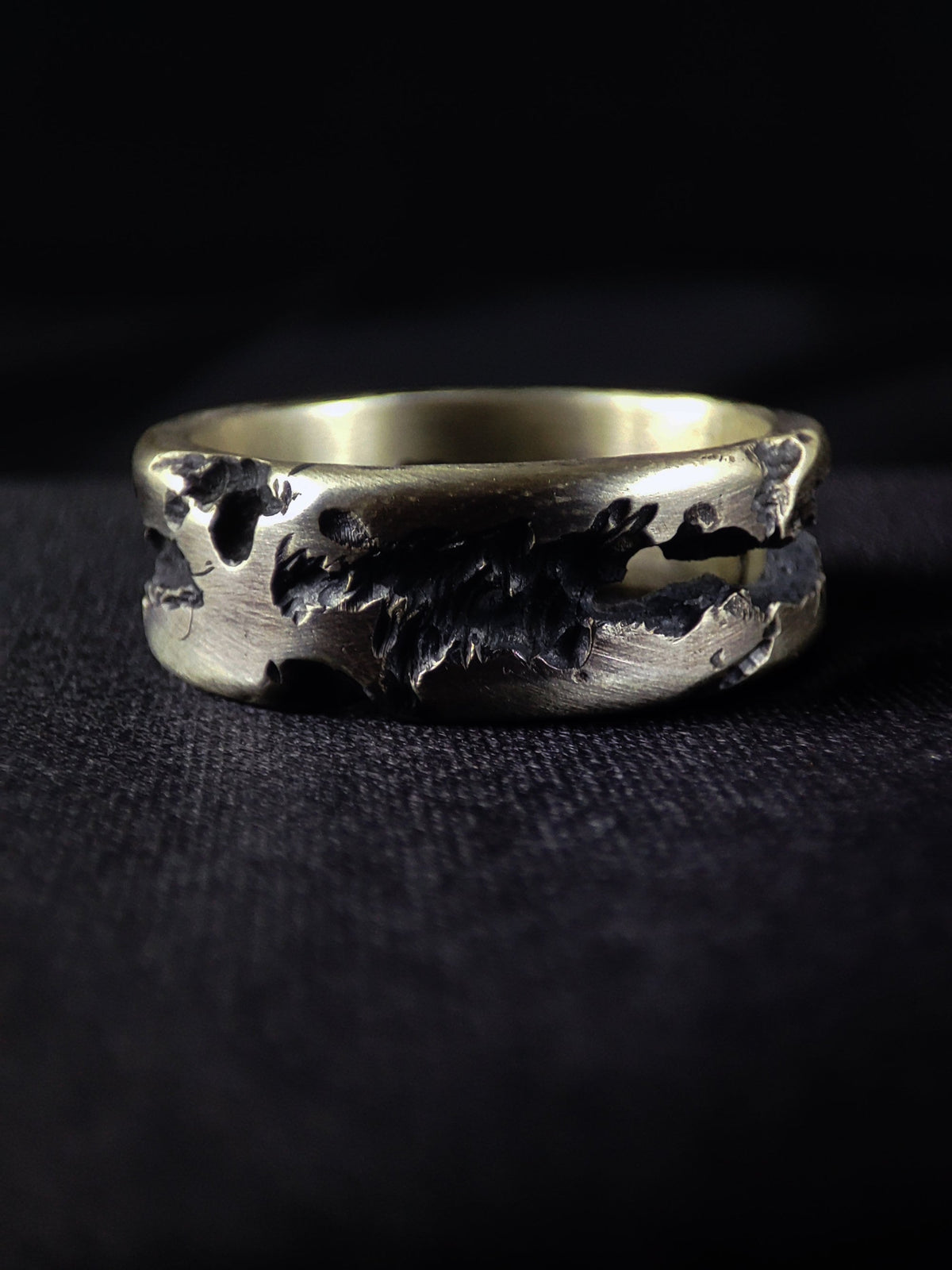 Chunky Silver Ring, Oxidized Organic Texture, Unisex Artisan Band