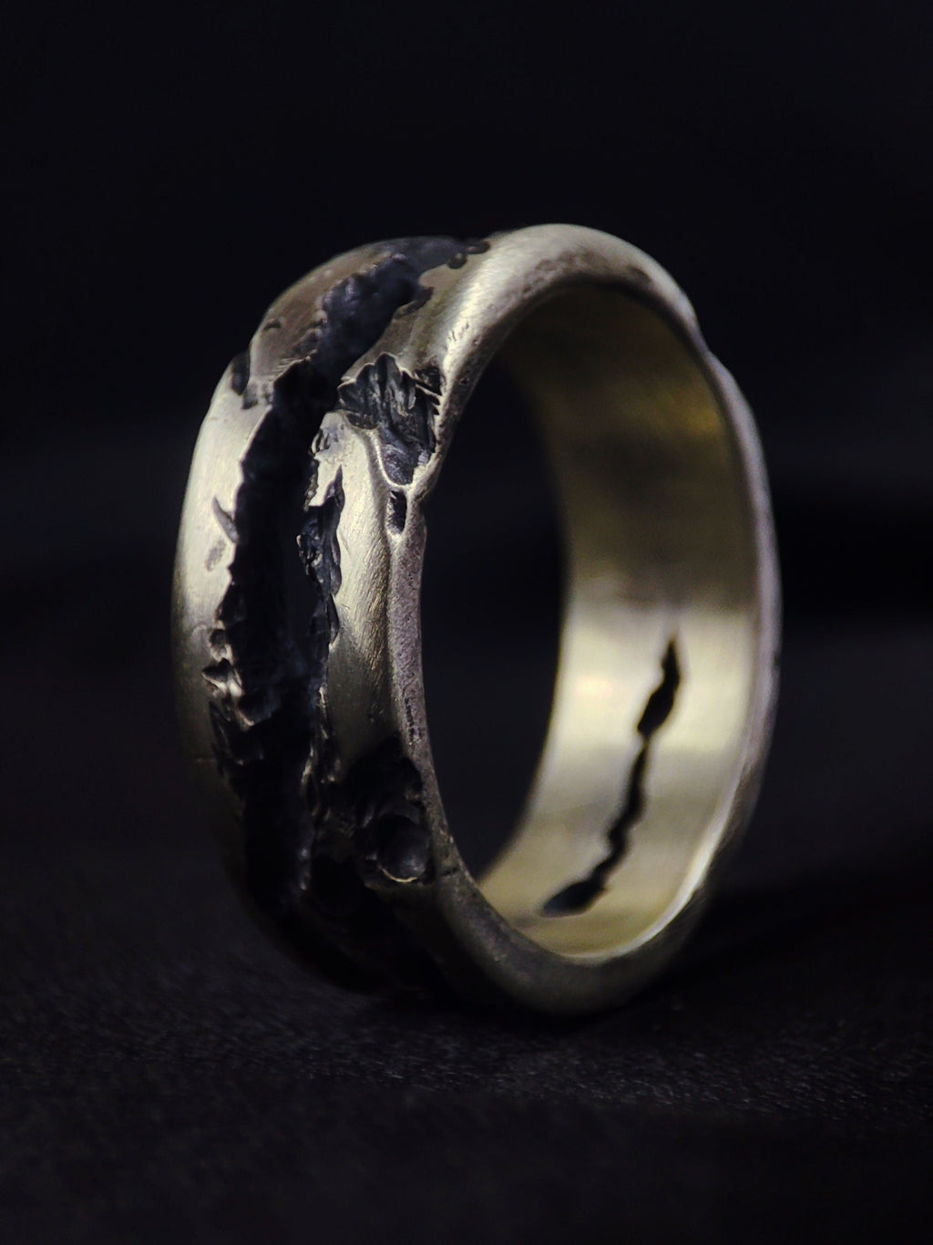 Men's Unique Ring, Molten Sterling Silver Band, Rustic Handmade Brutalist Jewelry