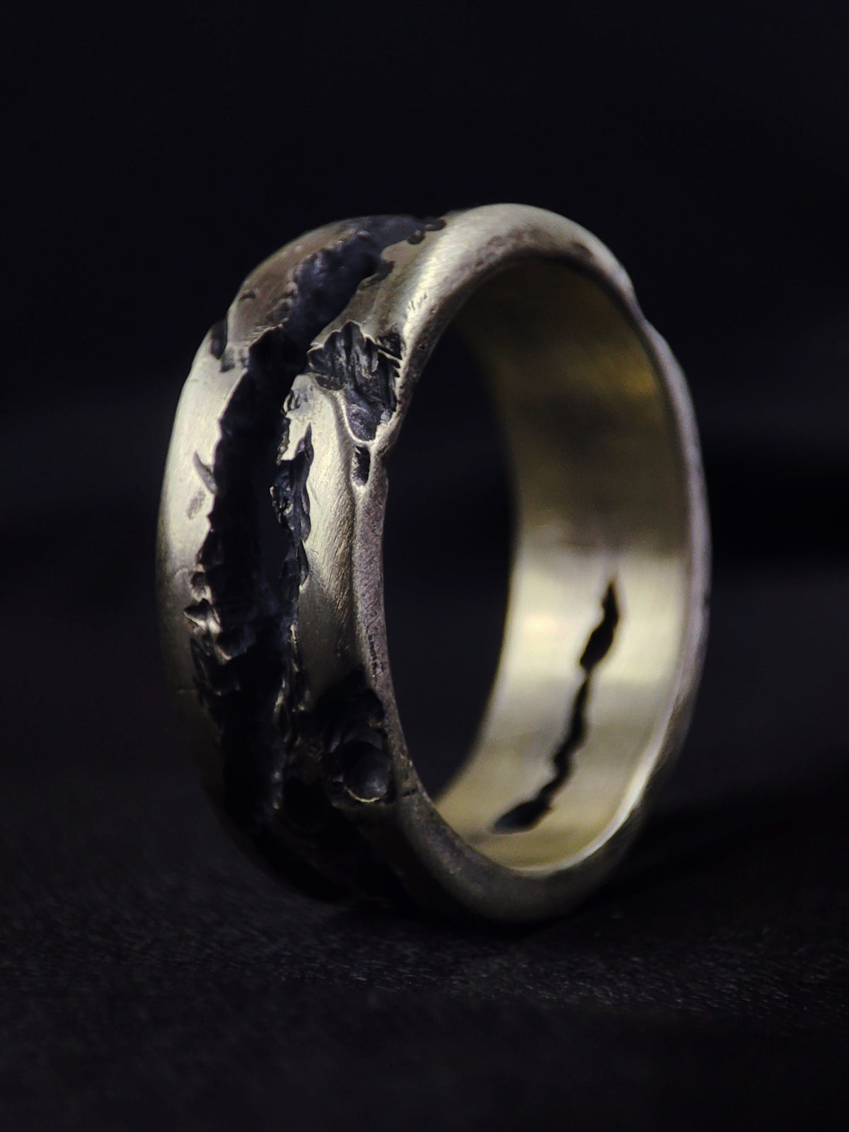 Men's Unique Ring, Molten Sterling Silver Band, Rustic Handmade Brutalist Jewelry