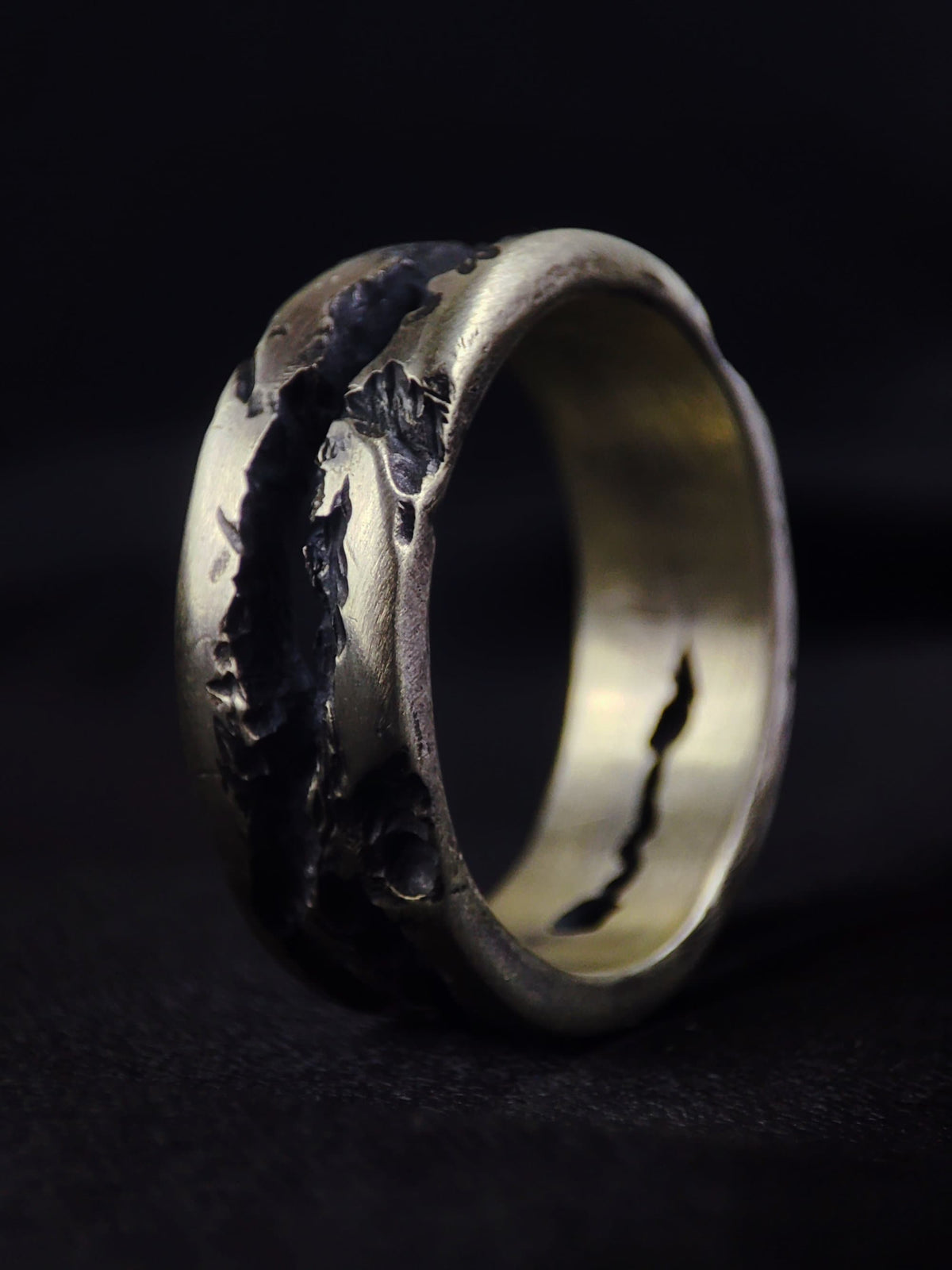 Chunky Silver Ring, Oxidized Organic Texture, Unisex Artisan Band