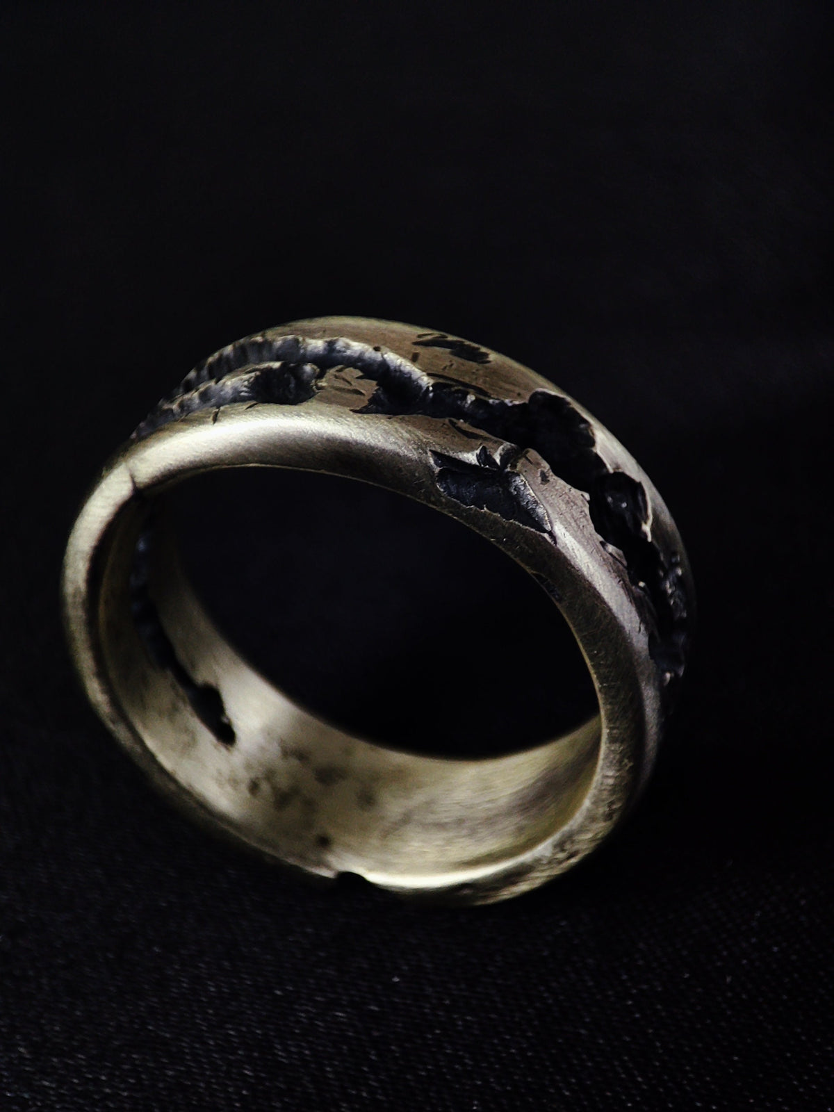 Chunky Silver Ring, Oxidized Organic Texture, Unisex Artisan Band