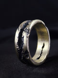 Men's Unique Ring, Molten Sterling Silver Band, Rustic Handmade Brutalist Jewelry