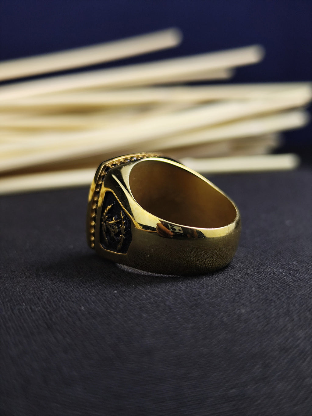 Gold Plated Masonic Signet Ring, Freemason Square Compass, Master Mason Gift Him