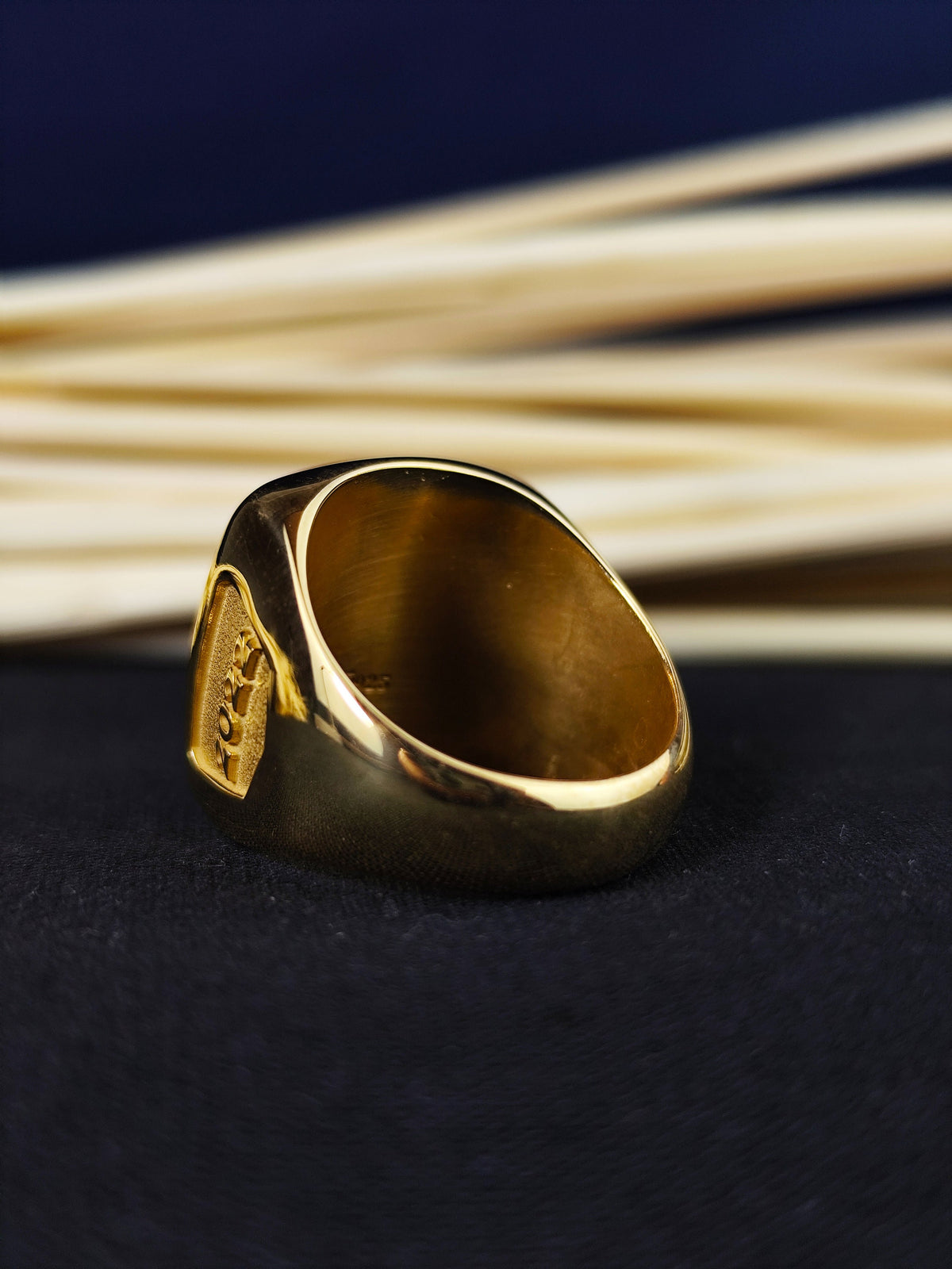 Personalized College Class Ring, Gold Plated Sterling Silver Graduation Signet, Custom University Initials