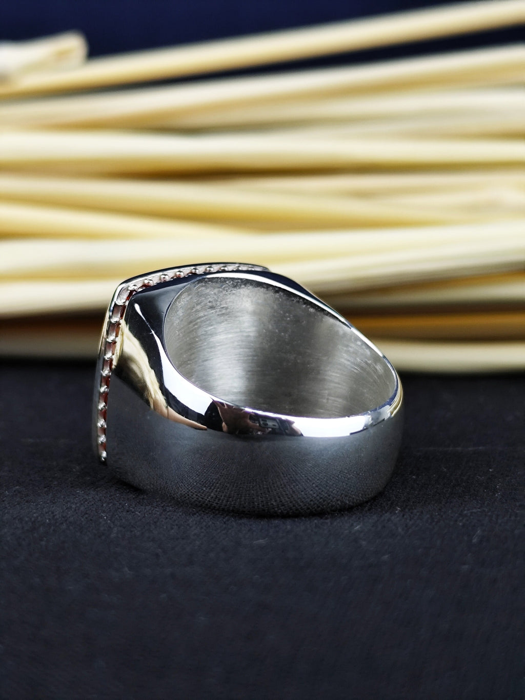 Black Enamel Monogram Signet Ring, Custom Two Initial Ring for Men