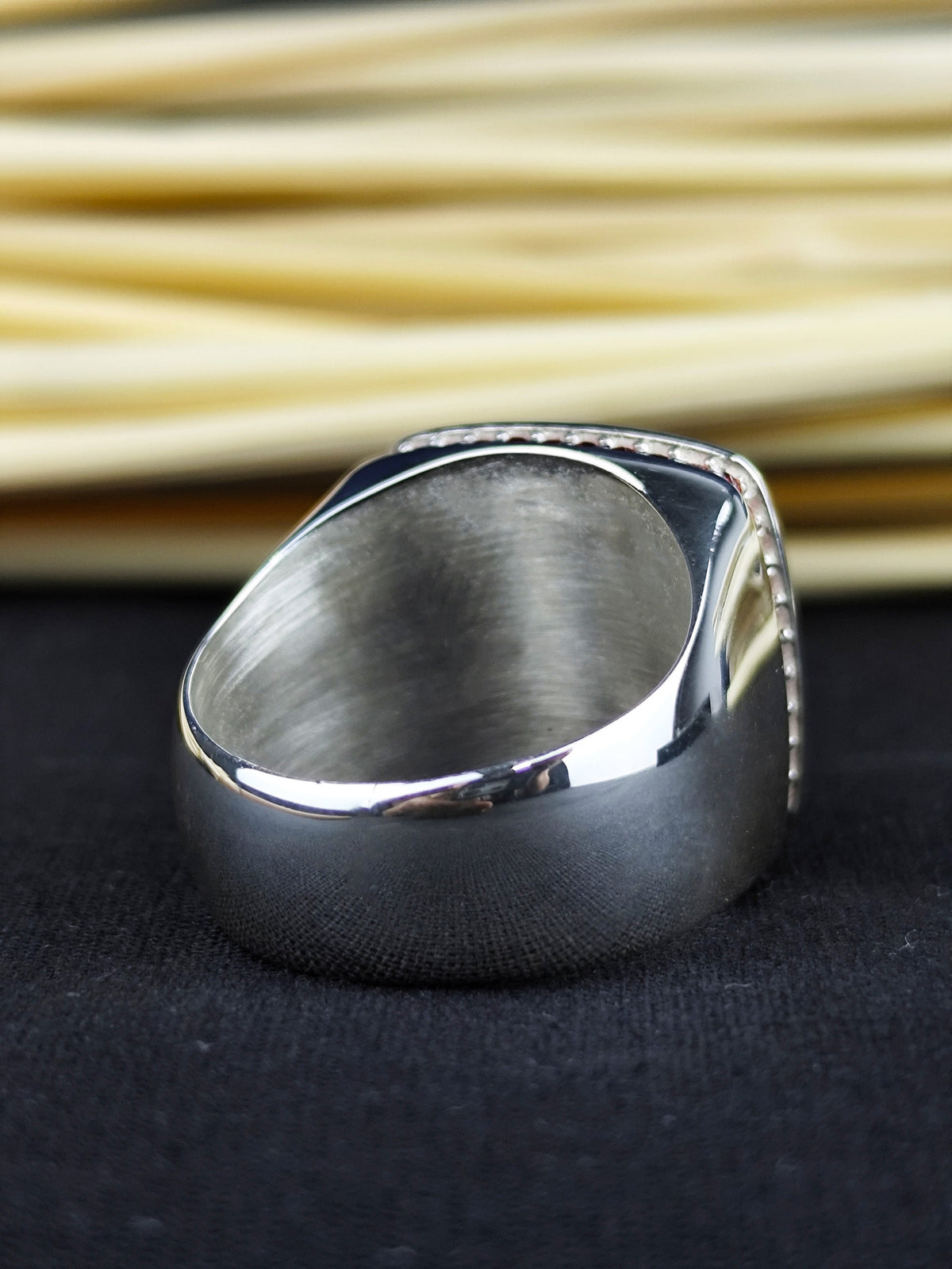 Black Enamel Monogram Signet Ring, Custom Two Initial Ring for Men