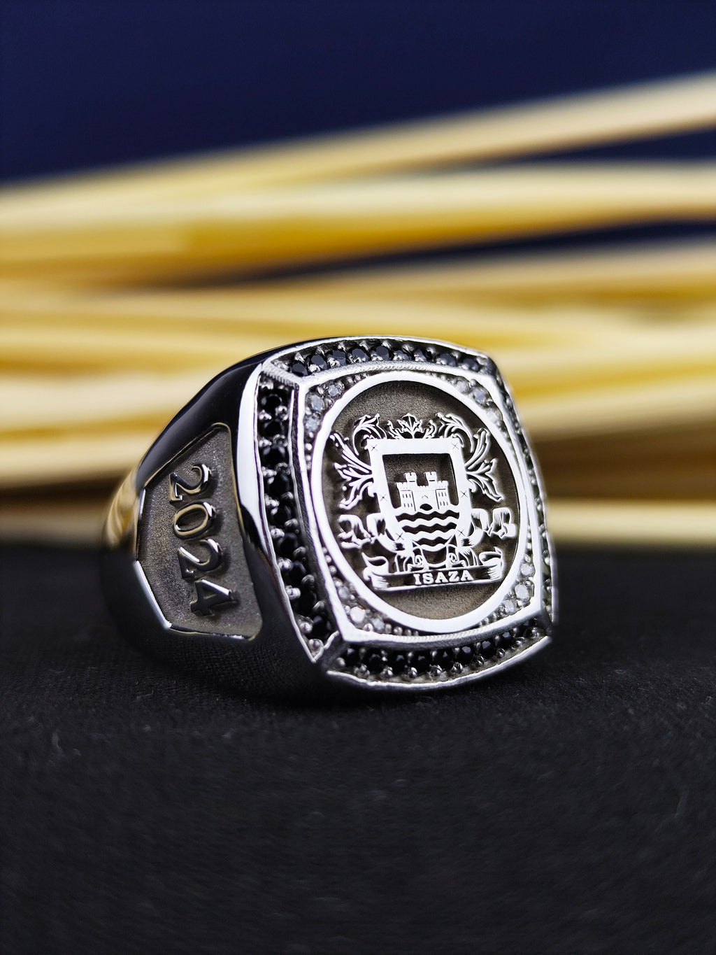 Coat of Arms Ring: Custom Engraved Family Crest Signet Men's Silver