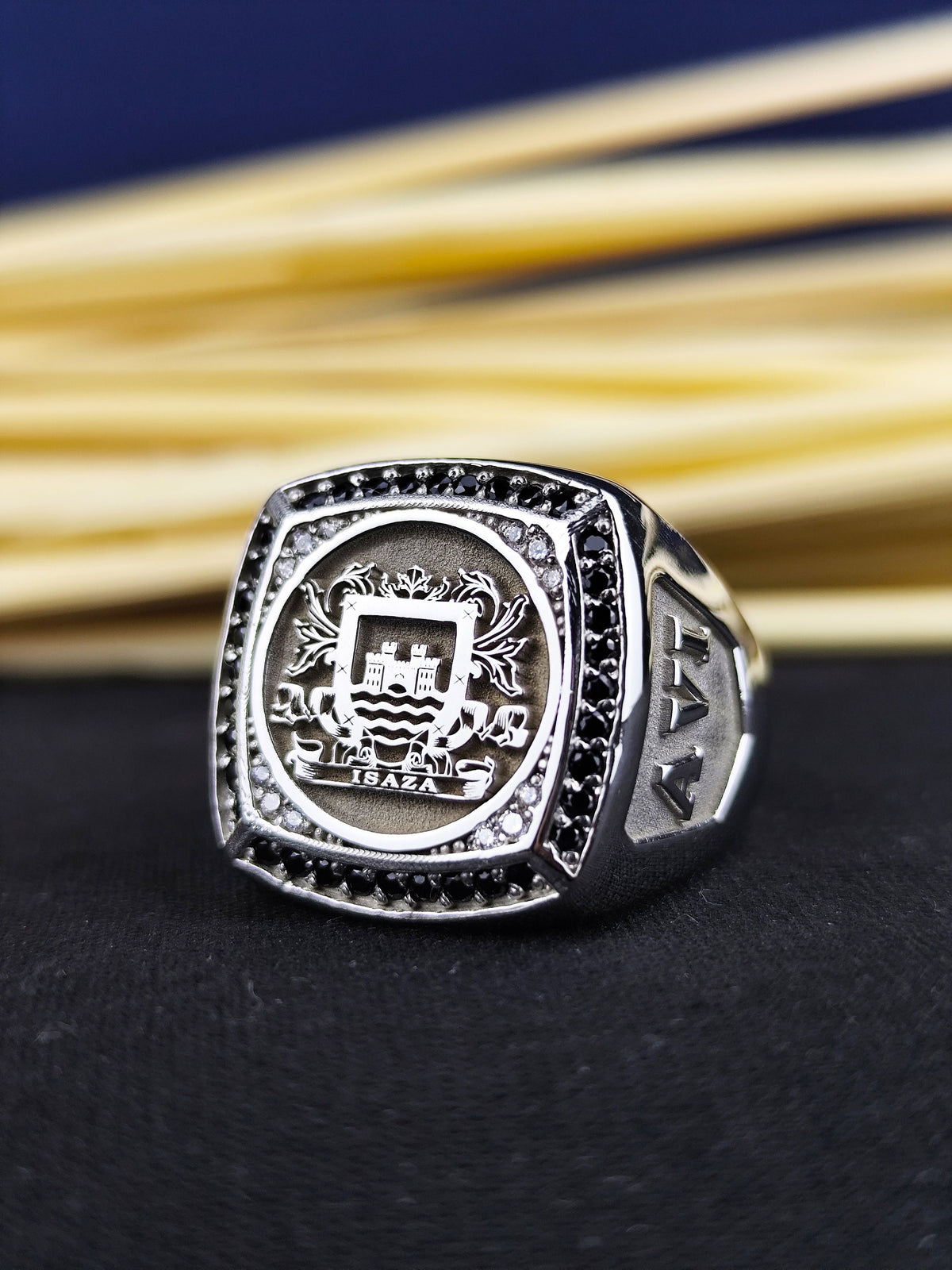 Coat of Arms Ring: Custom Engraved Family Crest Signet Men's Silver