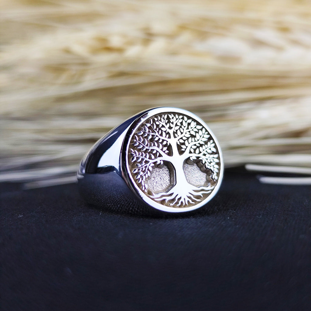 Tree of Life Signet Ring, Sterling Silver Spiritual Nature Symbol Jewelry, Meaningful Gift