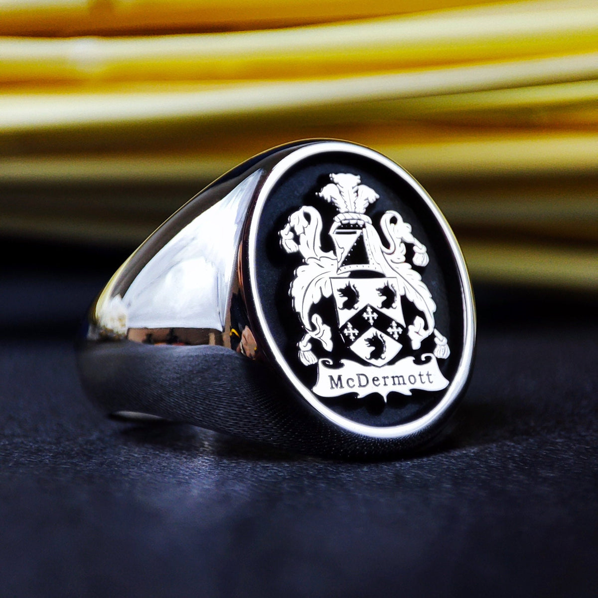 Custom Signet Ring, Engraved Family Crest Ring, Personalized Coat of Arms Heritage Gift