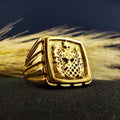 Custom Family Crest Signet Ring: Engraved Gold Plated Heritage Emblem