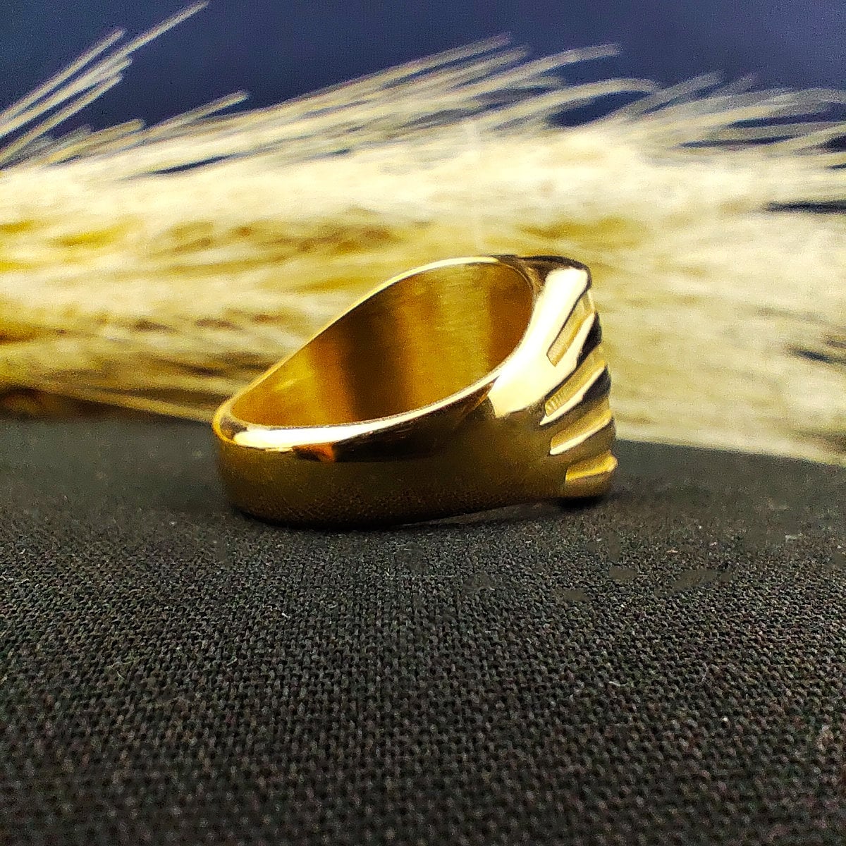 Custom Family Crest Signet Ring: Engraved Gold Plated Heritage Emblem