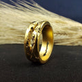 Hammered Gold Ring, Organic Textured Wedding Band, Rustic Unisex Ring