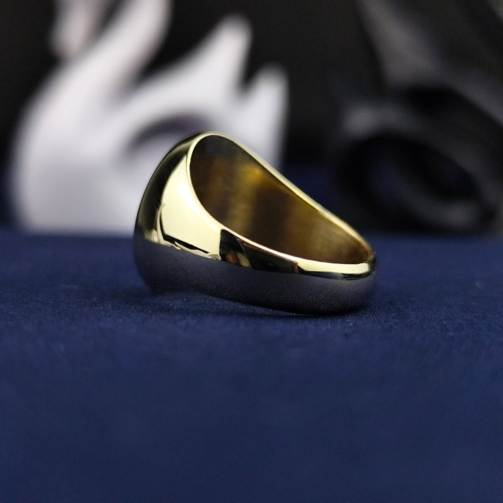 Custom Monogram Signet Ring for Men, Oval Black Enamel, Sterling Silver or Gold