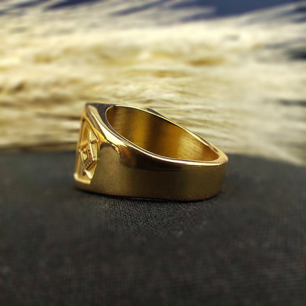 Square Masonic Ring for Men, Engraved Freemason Signet, Lodge Gift
