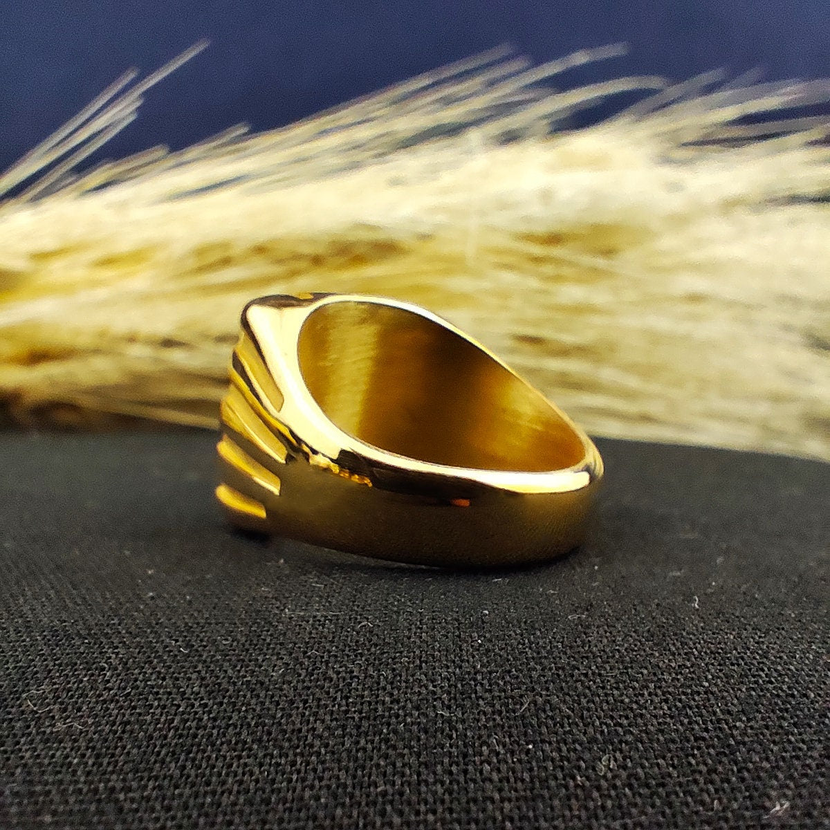 Custom Family Crest Signet Ring: Engraved Gold Plated Heritage Emblem