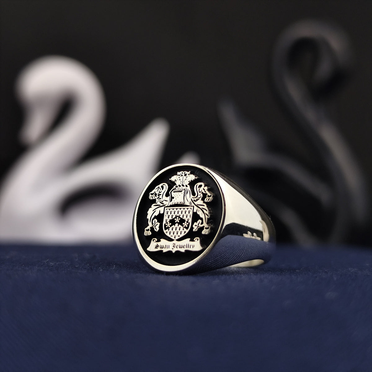 Custom Family Crest Ring, Engraved Coat of Arms Signet, Personalized Heritage Gift for Him