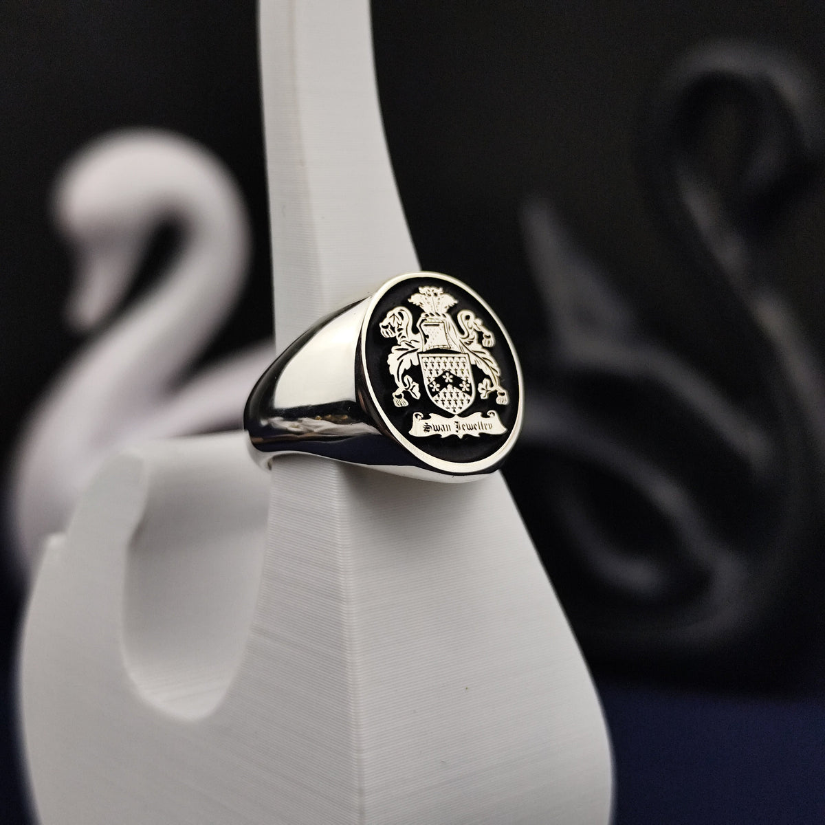 Custom Family Crest Ring, Engraved Coat of Arms Signet, Personalized Heritage Gift for Him
