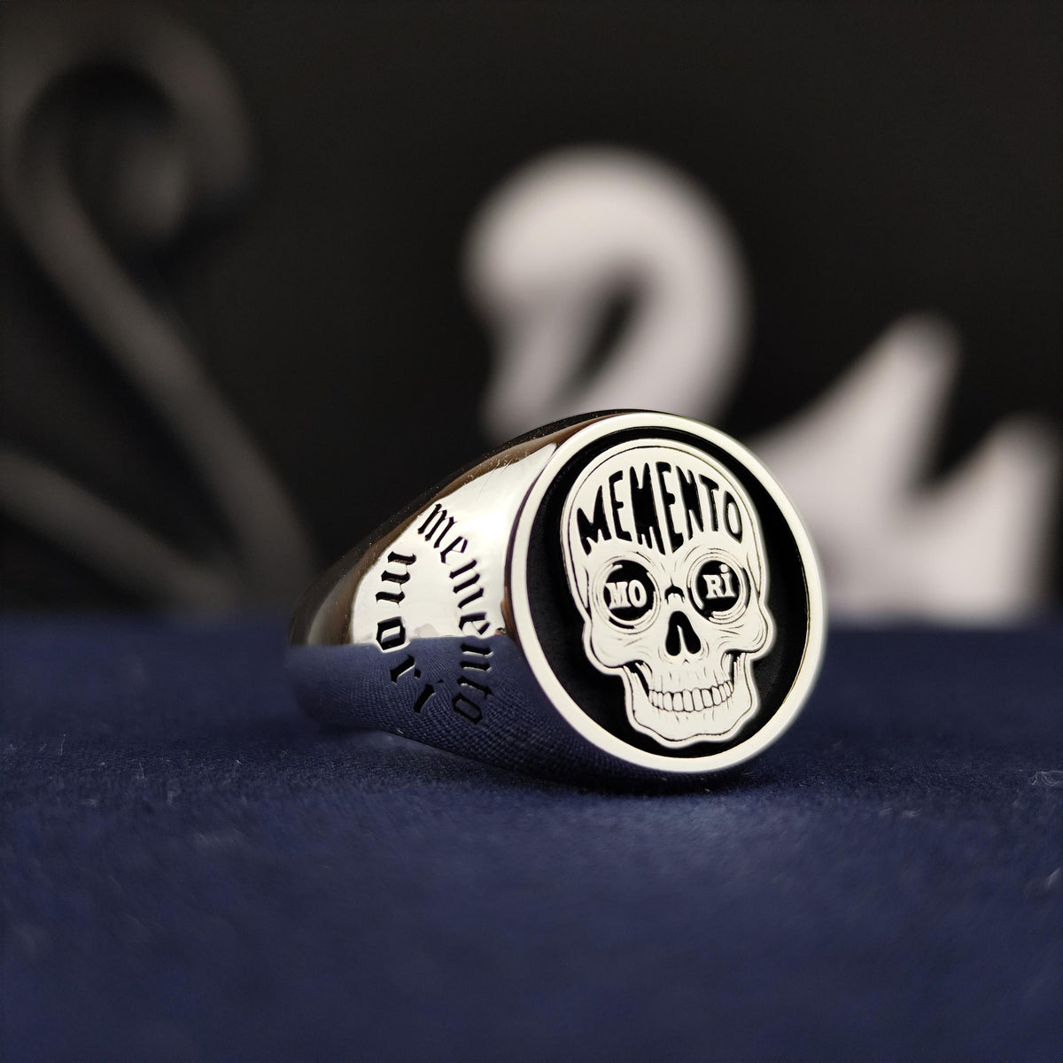 Memento Mori Skull Ring: Personalized Gothic Sterling Silver Jewelry