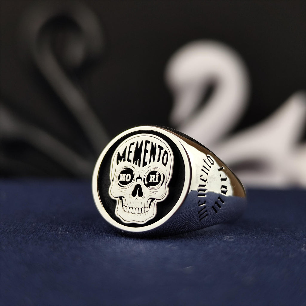 Memento Mori Skull Ring: Personalized Gothic Sterling Silver Jewelry