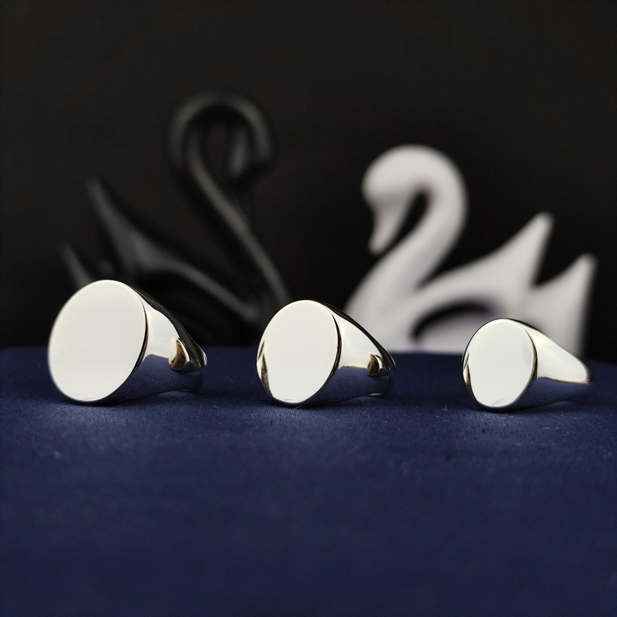 Custom Oval Signet Ring, Sterling Silver or Solid Gold, Personalized Engraved Initial Ring