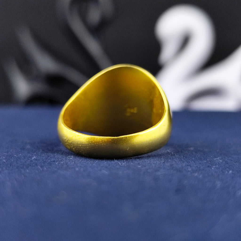 Custom Signet Ring, Oval Black Enamel Monogram, Sterling Silver or Gold