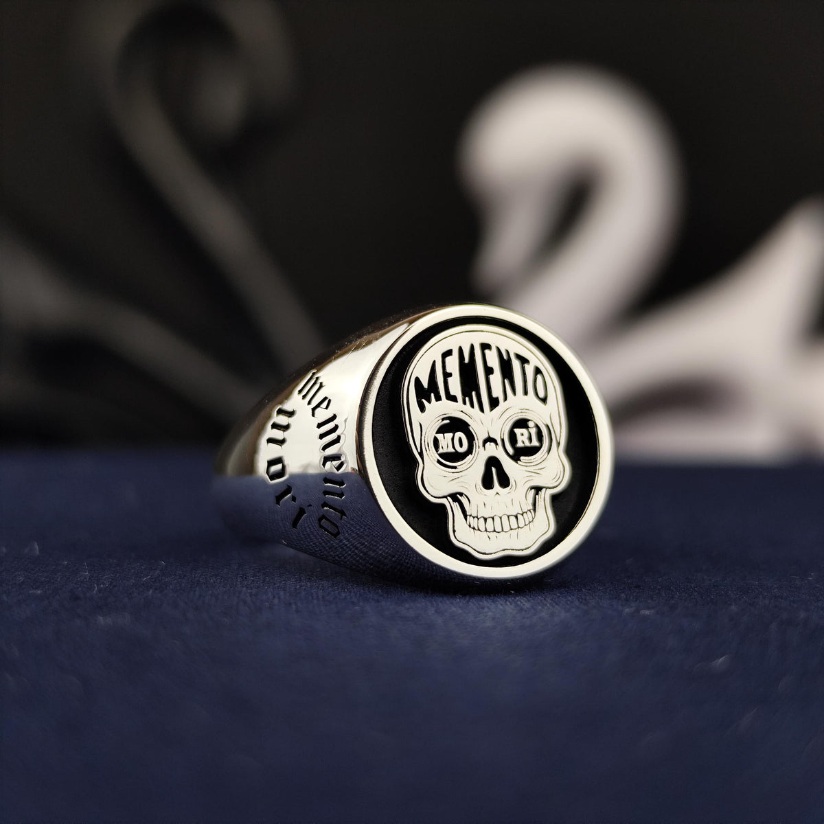Memento Mori Skull Ring: Personalized Gothic Sterling Silver Jewelry