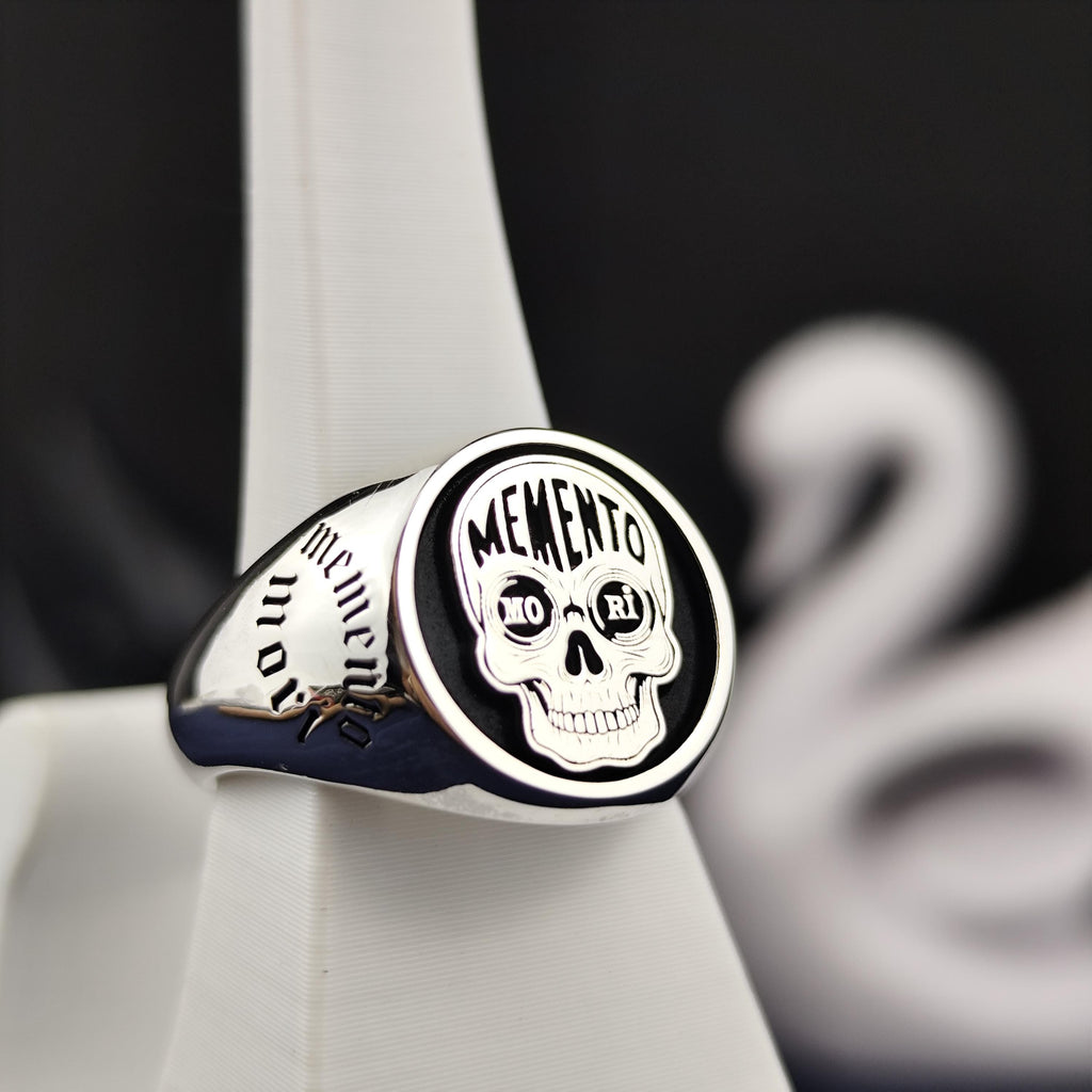 Memento Mori Skull Ring: Personalized Gothic Sterling Silver Jewelry