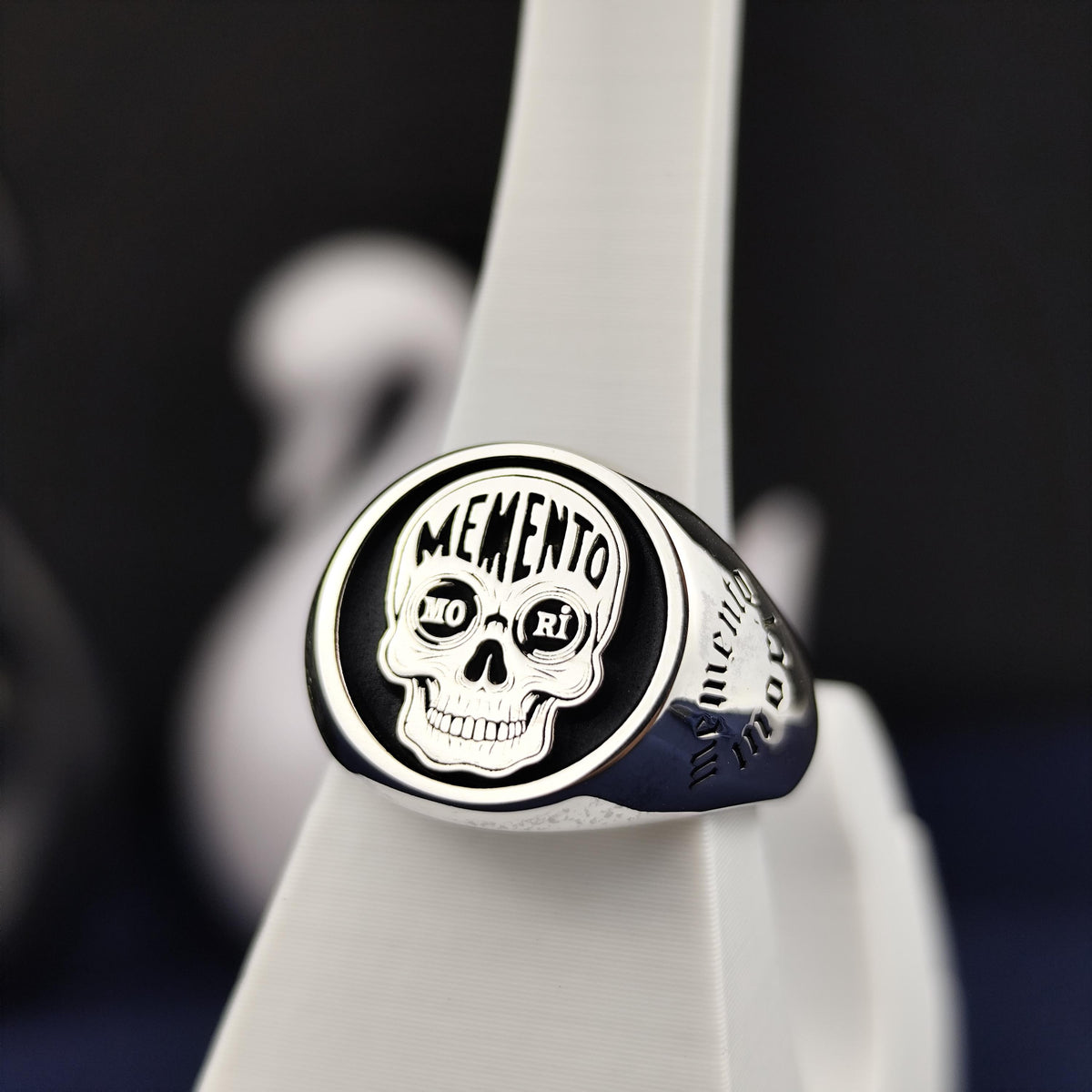 Memento Mori Skull Ring: Personalized Gothic Sterling Silver Jewelry