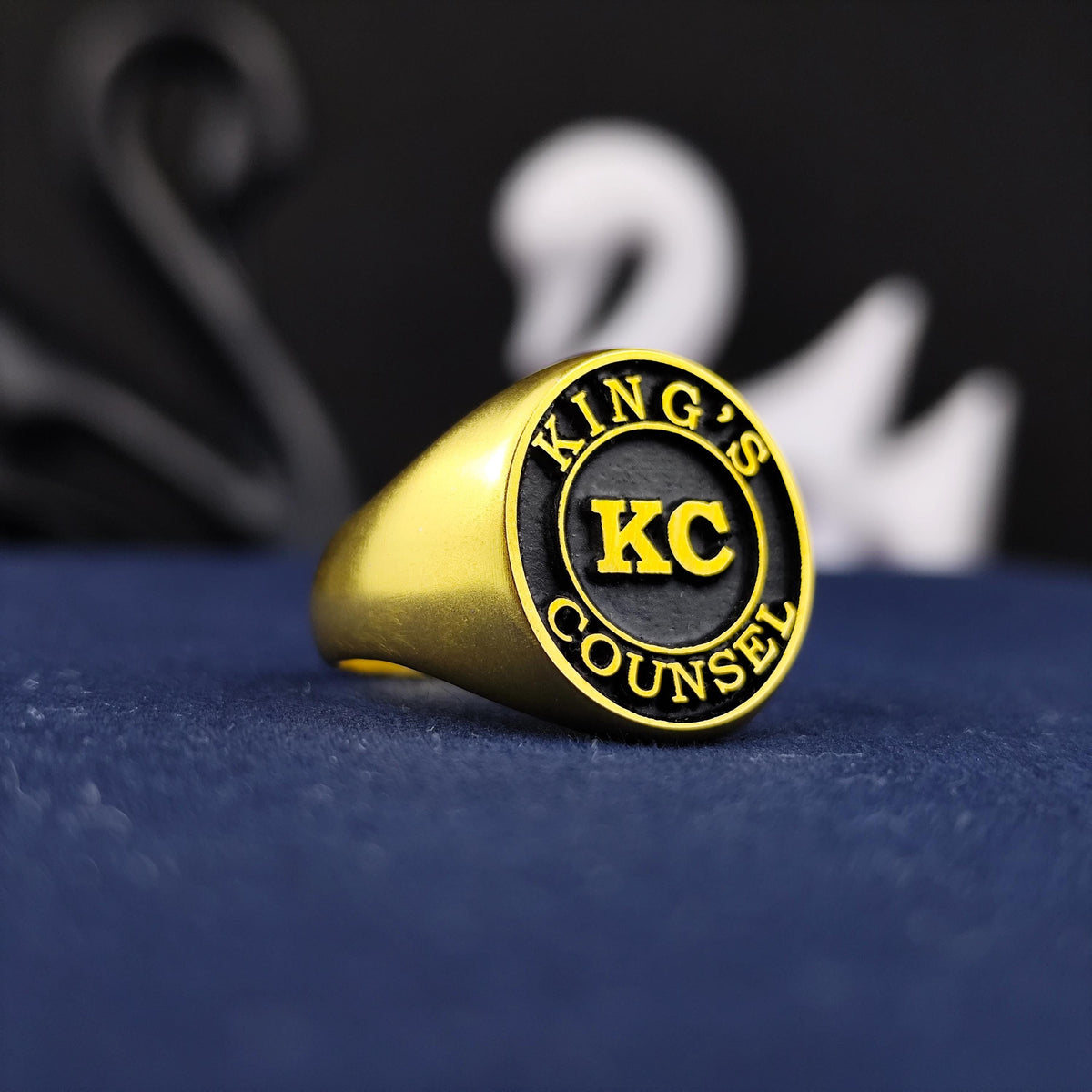 Custom Signet Ring, Oval Black Enamel Monogram, Sterling Silver or Gold