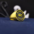 Custom Signet Ring, Oval Black Enamel Monogram, Sterling Silver or Gold