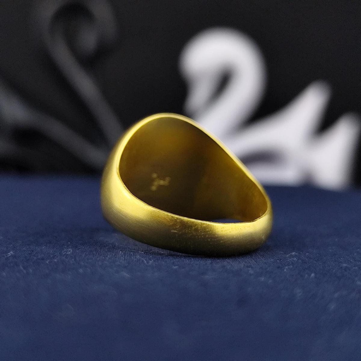 Custom Signet Ring, Oval Black Enamel Monogram, Sterling Silver or Gold