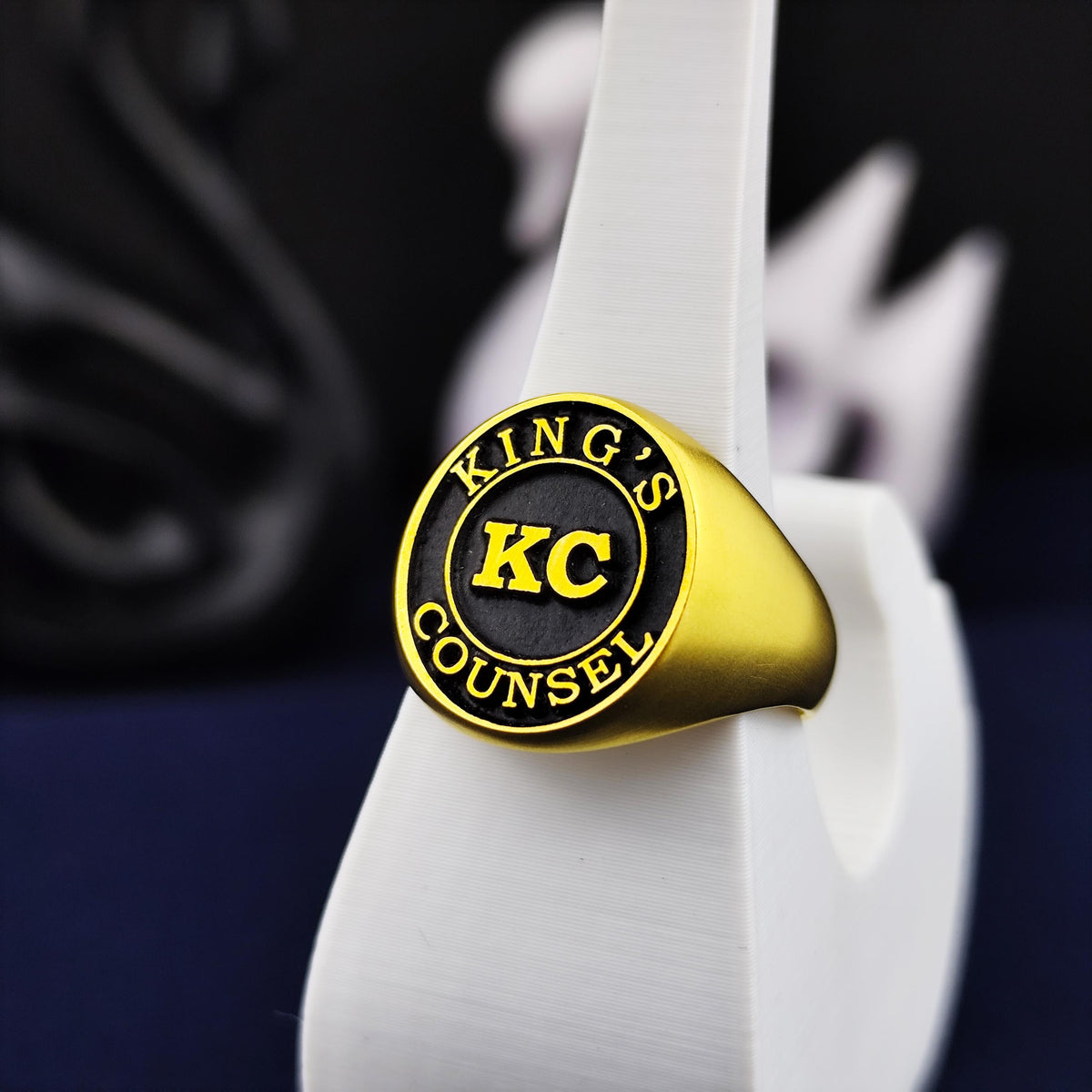 Custom Signet Ring, Oval Black Enamel Monogram, Sterling Silver or Gold
