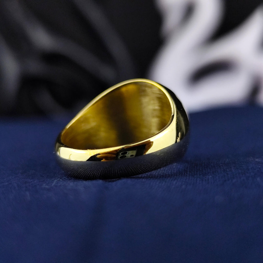 Gold Plated Masonic Signet Ring, Freemason Compass and G Symbol Jewelry, Mens Lodge Gift