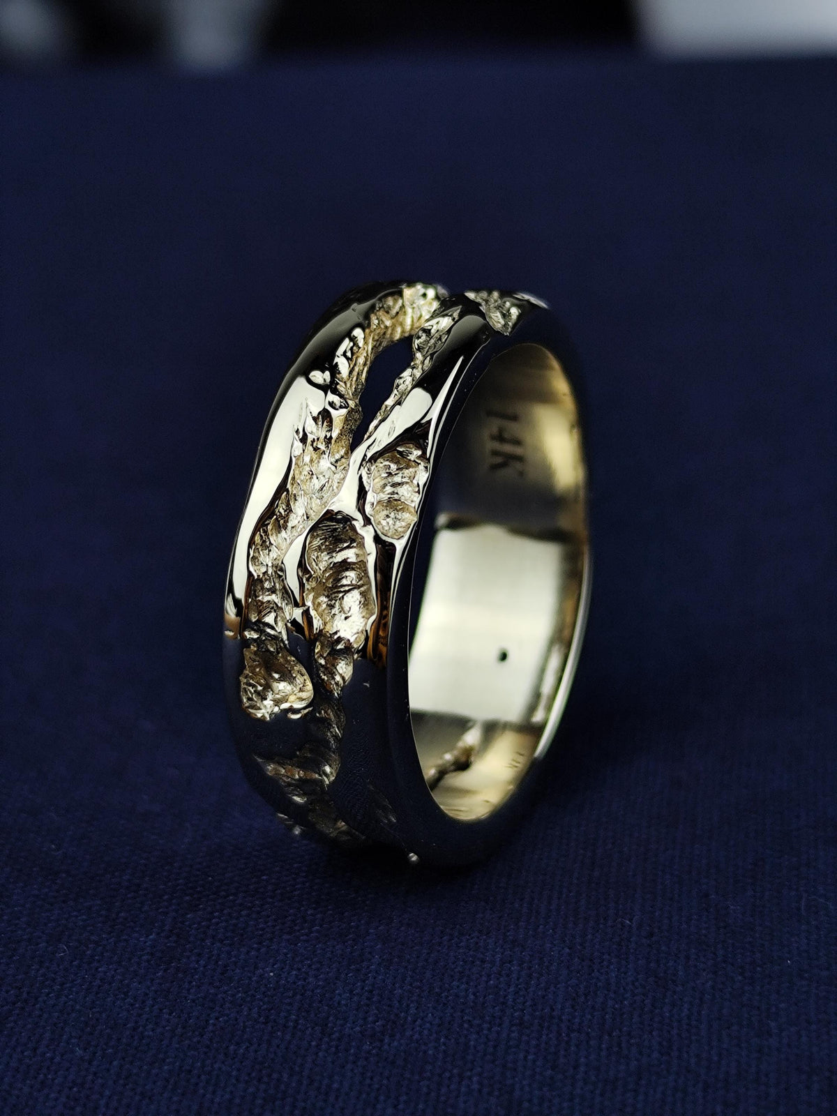 Organic Silver Ring, Rustic Sculptural Wedding Band, Textured Unisex Jewelry
