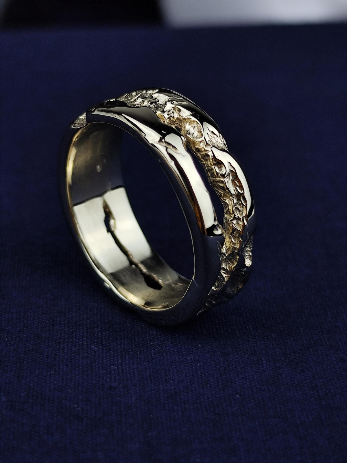 Men's Gold Ring, Solid Gold or Sterling Silver Rustic Textured Band