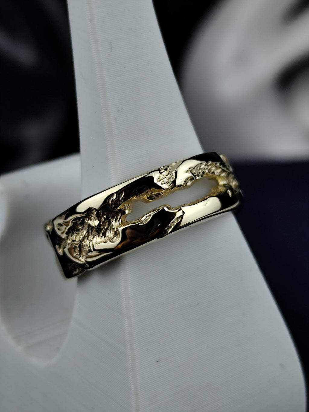 Men's Gold Ring, Solid Gold or Sterling Silver Rustic Textured Band
