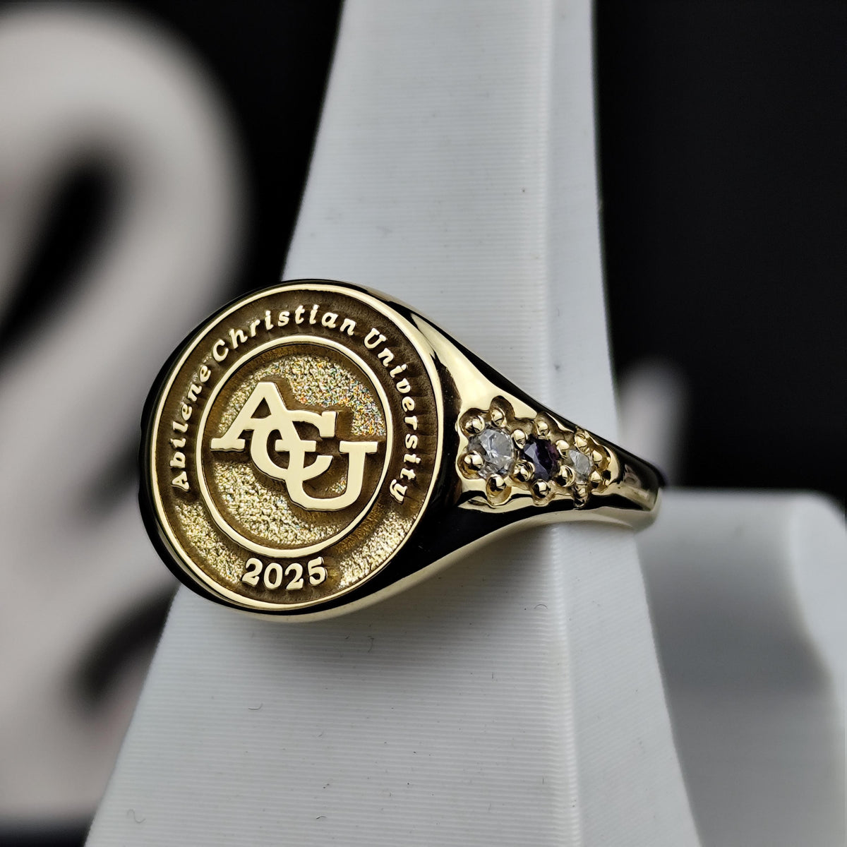 Personalized Women’s College Class Ring with Gemstone Accents