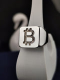 Bitcoin Signet Ring for Men, Square Sterling Silver Cryptocurrency Jewelry