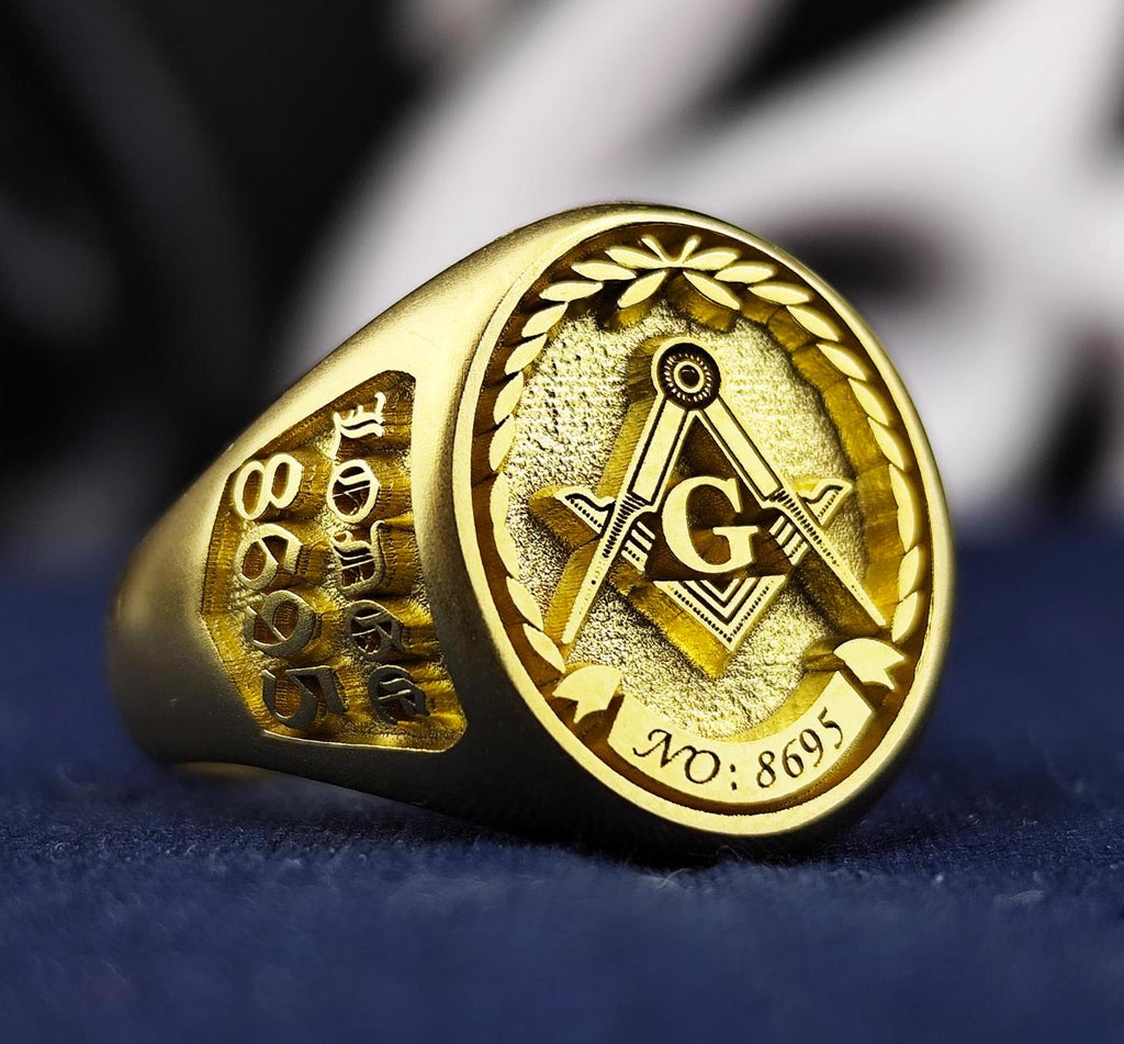 Vermeil Freemason Ring: Custom Engraved Masonic Signet