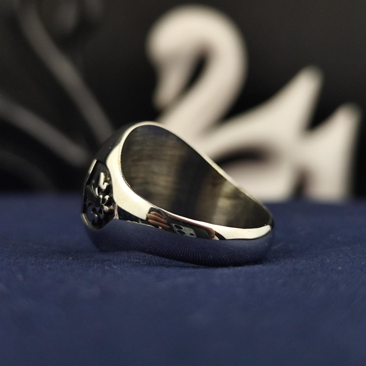Personalized Oval Signet Ring, Custom Initial Monogram, Sterling Silver Gift for Him