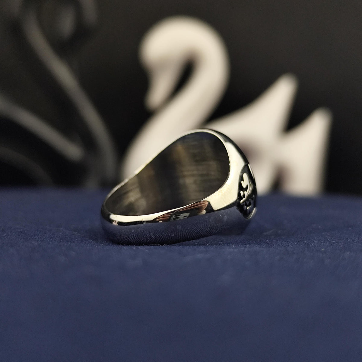 Personalized Oval Signet Ring, Custom Initial Monogram, Sterling Silver Gift for Him