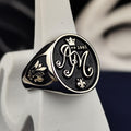 Personalized Oval Signet Ring, Custom Initial Monogram, Sterling Silver Gift for Him