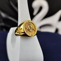 Gold Plated Masonic Ring – Classic Square & Compass Signet for Freemason Men – Symbolic Gold Jewelry