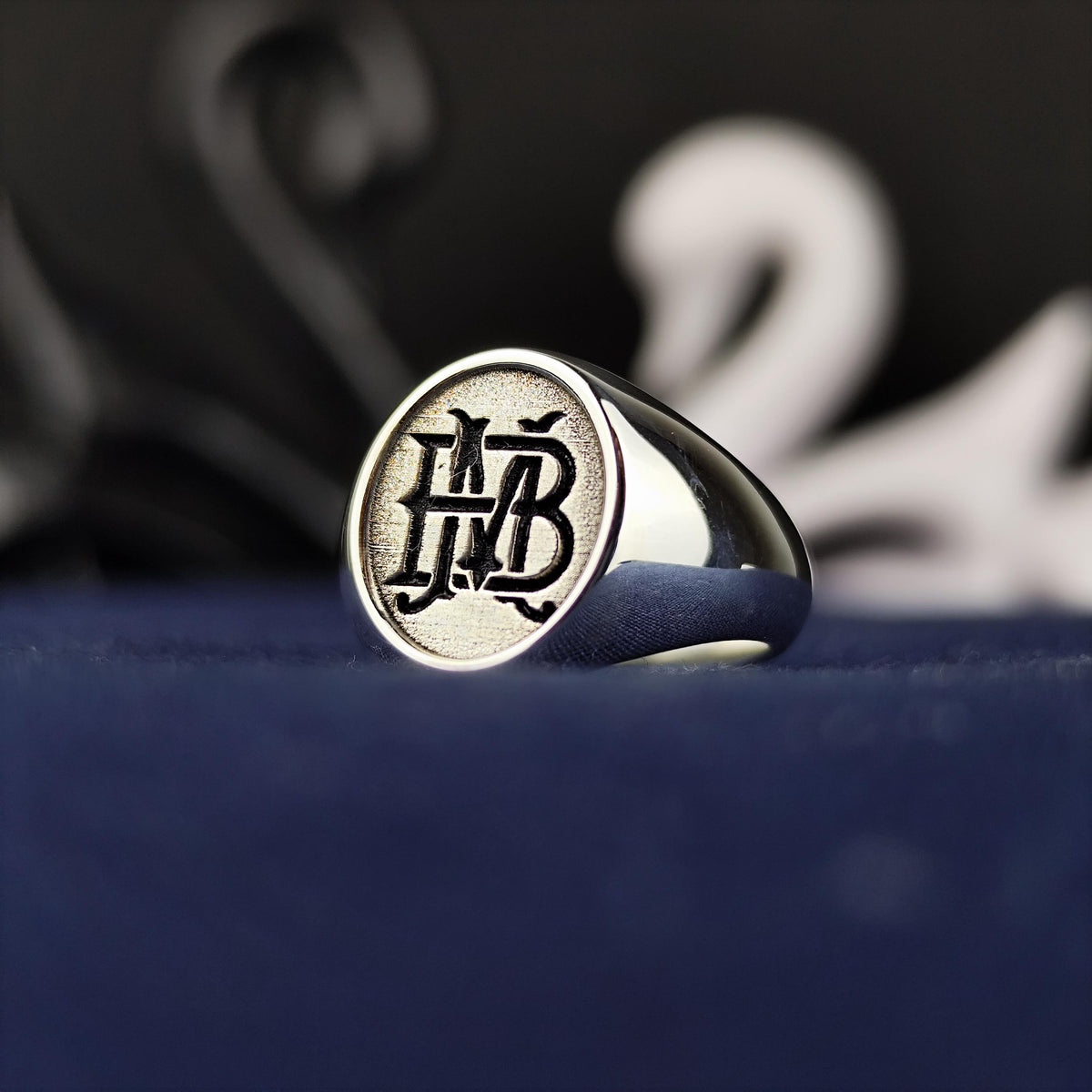 Personalized Sterling Silver Signet Ring – Custom Engraved Monogram Jewelry