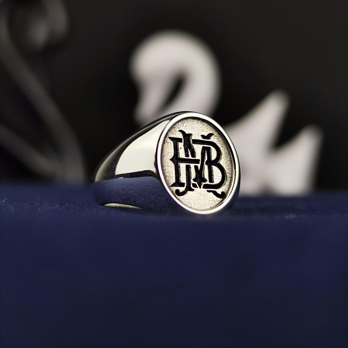Personalized Sterling Silver Signet Ring – Custom Engraved Monogram Jewelry